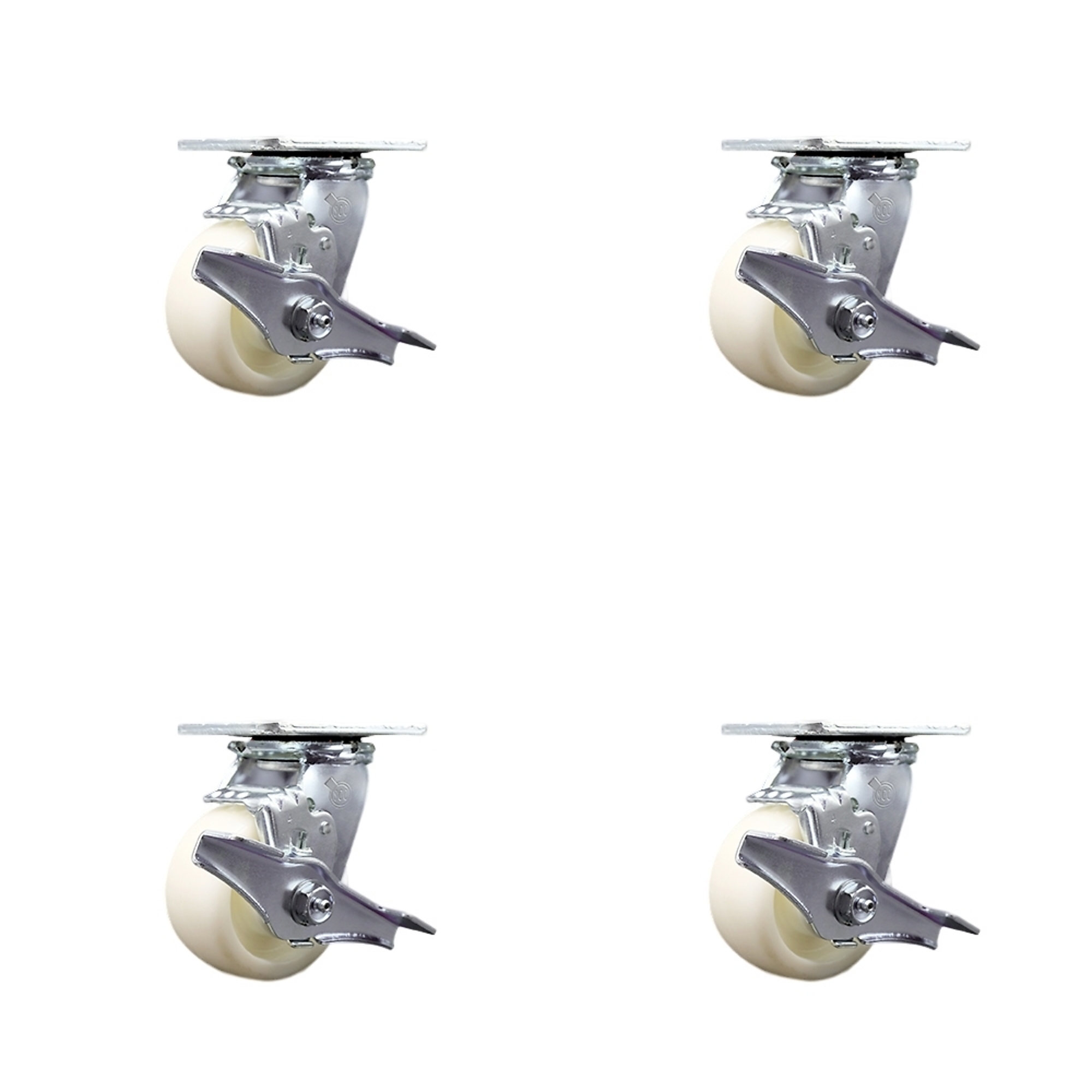 Service Caster, 4in. x 2in. Plate Casters, Wheel Diameter 4 in, Caster Type Swivel, Package (qty.) 4, Model# SCC-30CS420-NYR-TLB-BSL-4